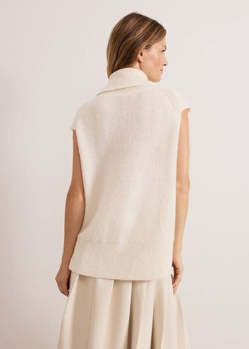 Phase Eight Ginny Ivory Cowl Neck Tabard Knitwear White USA | 6587329-AT